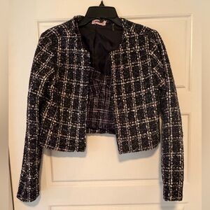 Cropped Black & White Tweed Jacket and Top- Women